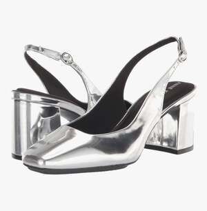 Anne Klein Women's Lizette Slingback Heels, Silver, 6 | Pumps